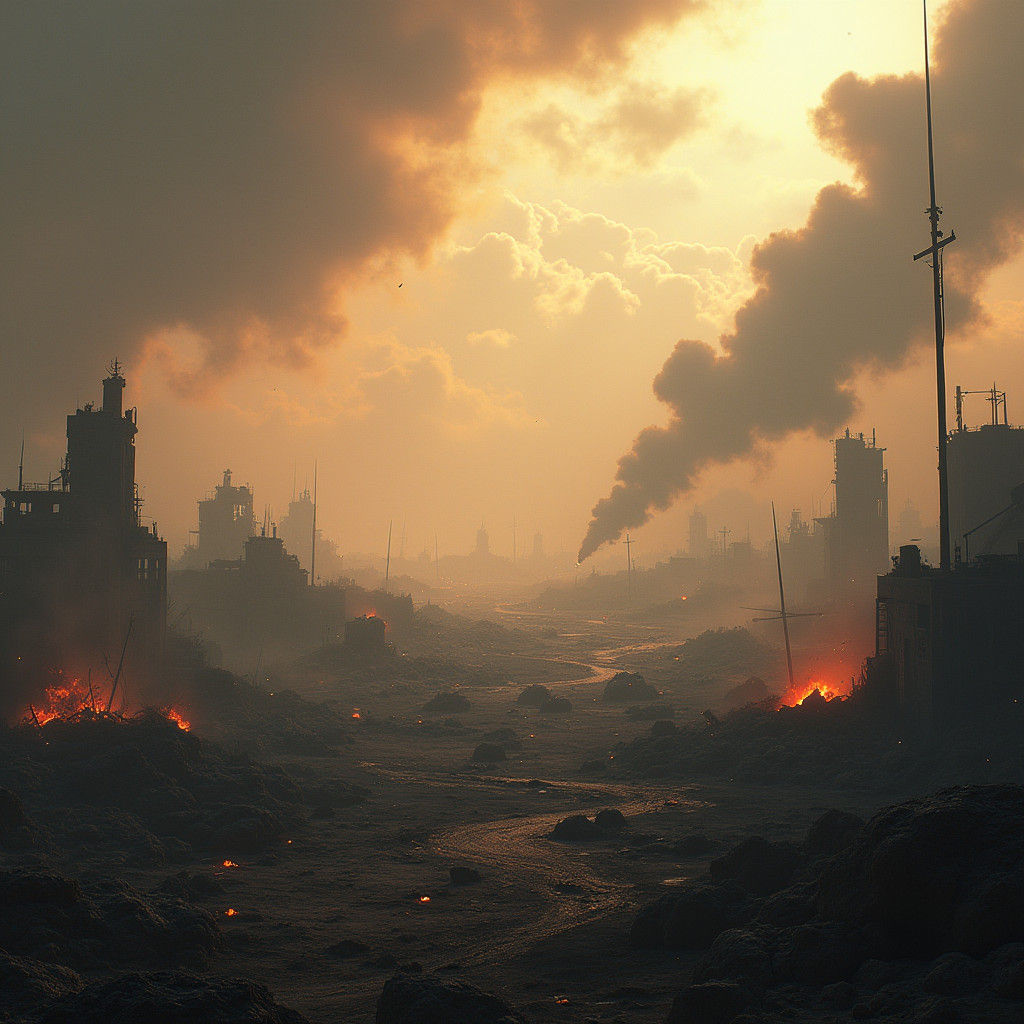 Post-Apocalyptic Battlefield in Impressionistic Art Nouveau ...