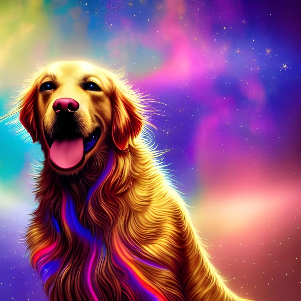 Cosmic Golden Retriever Fractal Iridescence