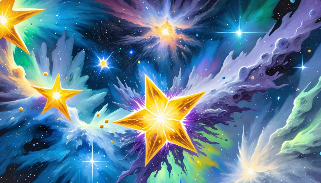 Vibrant Stellar Nursery in Gouache Style