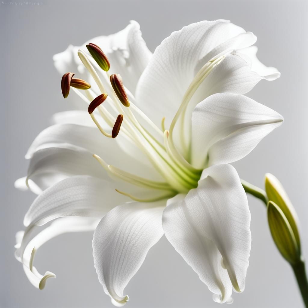 macro photography of a white lily flower by robert mappletho...