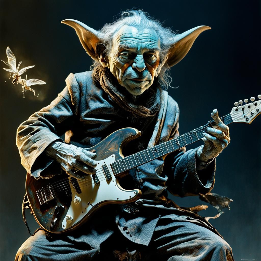 Gandalf Plays Electric Guitar in Hyperrealistic Digital Art