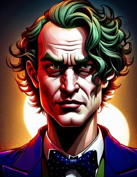 Joker Portrait Without Makeup in Maximalist Style
