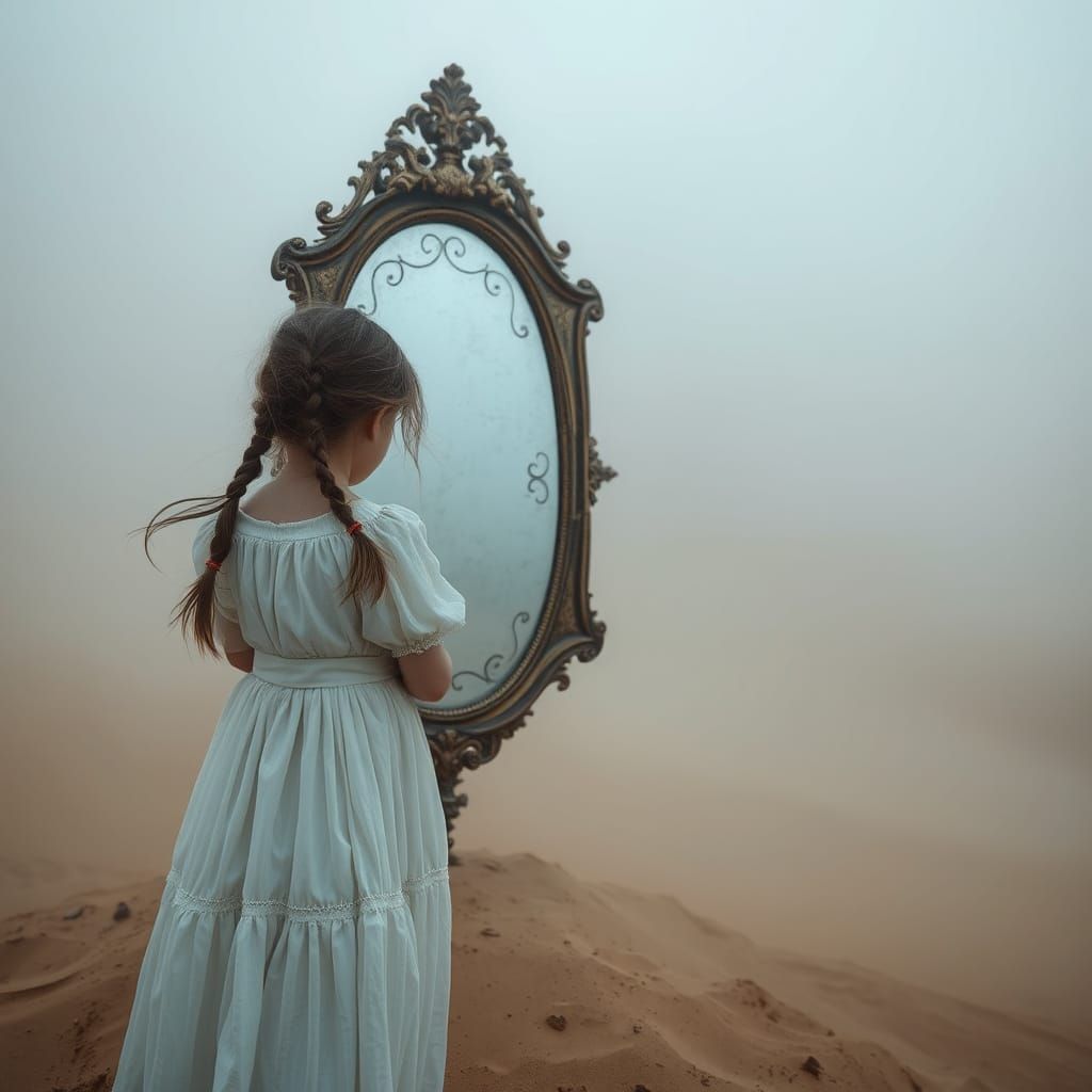 Ethereal Desert Spirit in a Whirling Mist