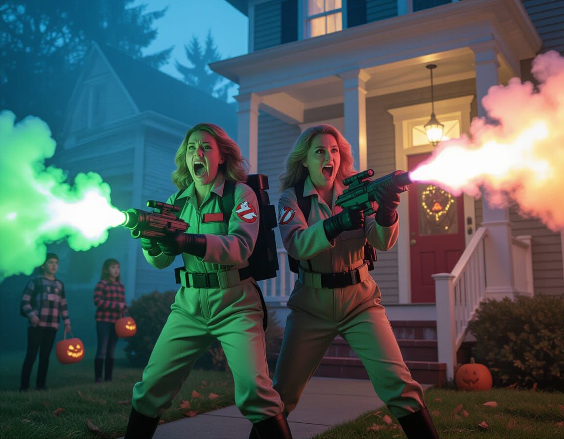 Ghostbusters Women Battle Ectoplasm Ghost Halloween Night
