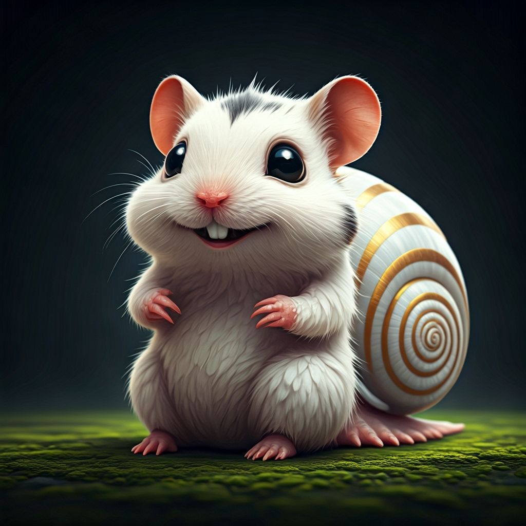 Cute Hamster-Snail Creature in Pixar Style