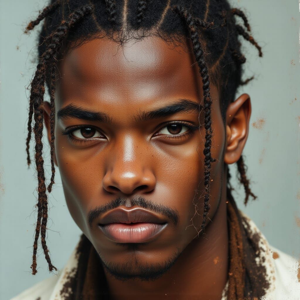 Black Warrior God Portrait in Vogue Style