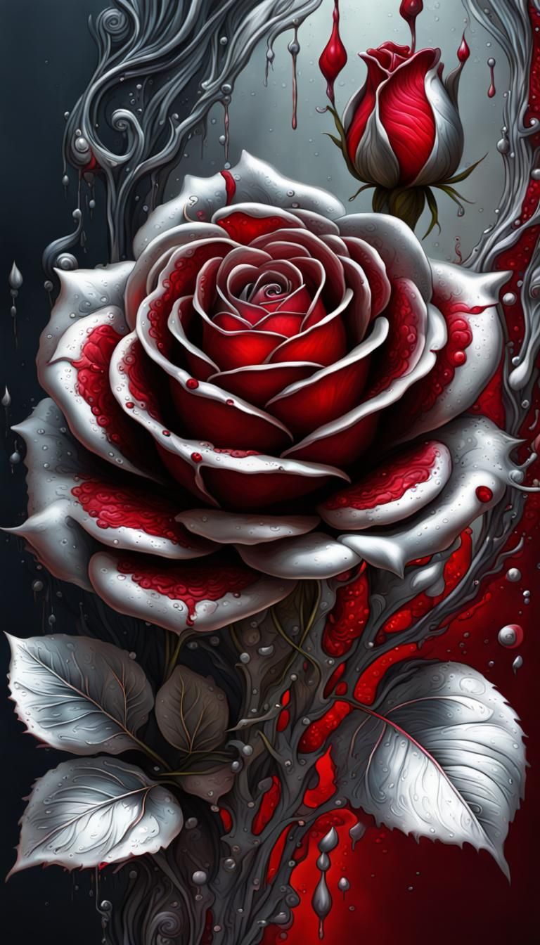 Polychrome Liquid Silver Red Rose Matte Painting