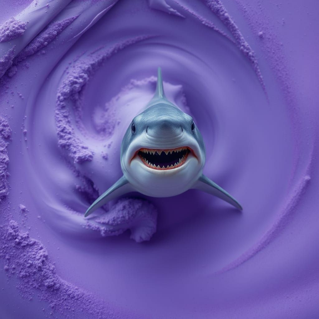 Toothless Shark in Vibrant Purple Chalk Vortex