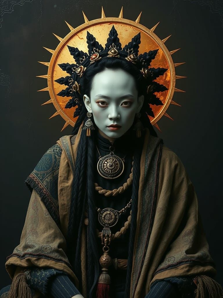 Ethereal Astral Shaman Portrait in Dreamlike Style