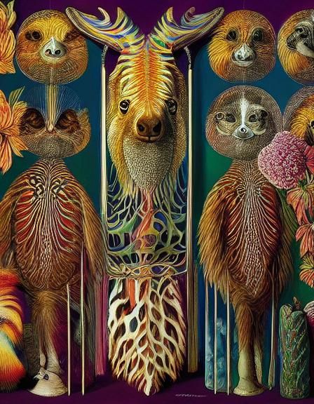 Optical Illusion: Zebra and Sloth in Mixed Media