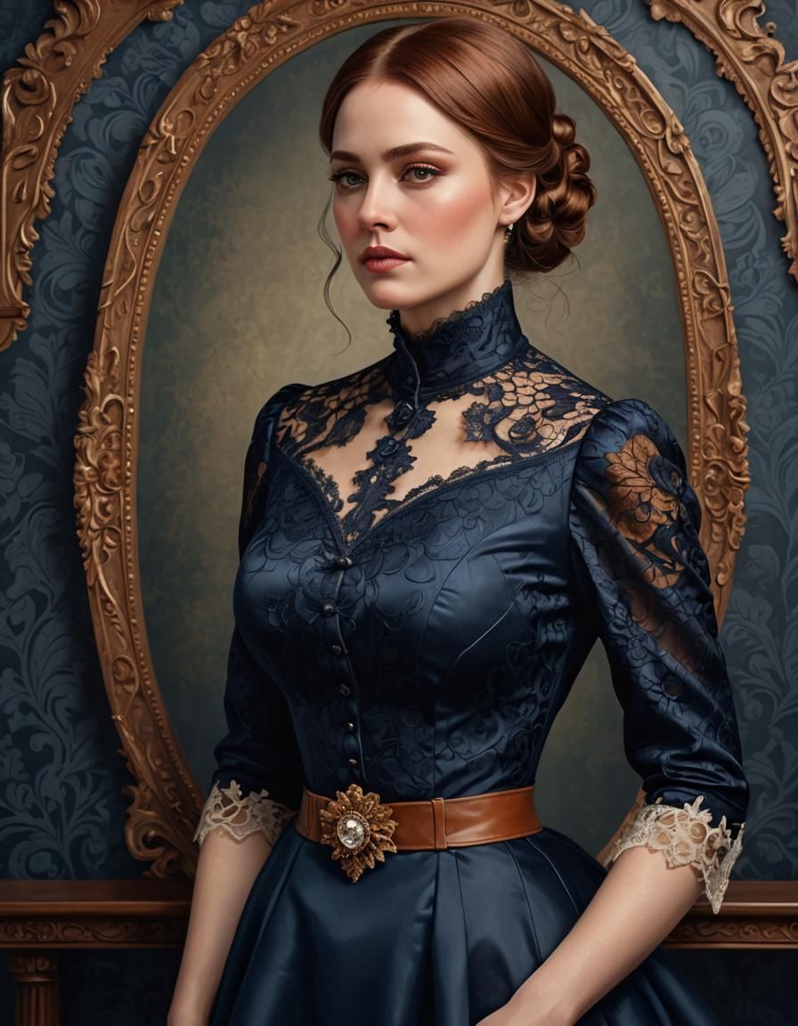 Victorian Fashion Portrait in Digital Art Style