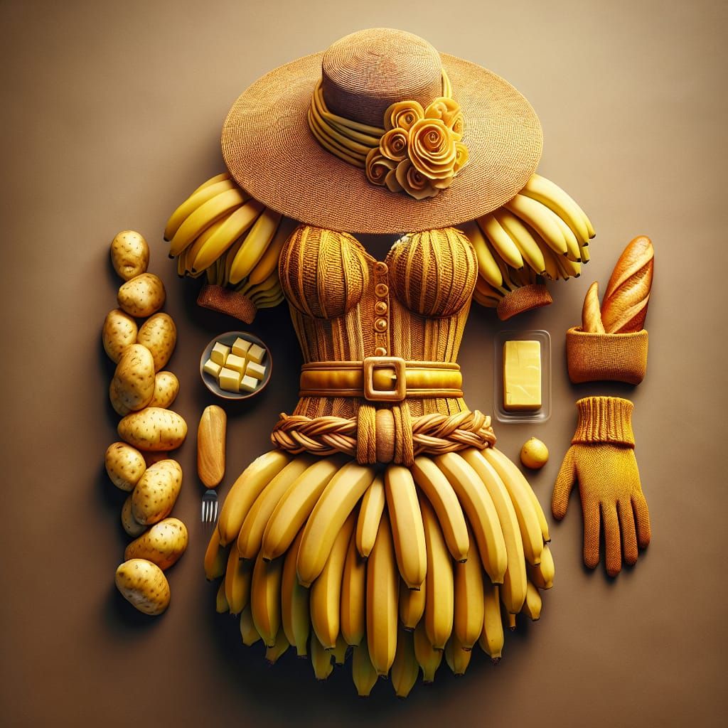 Clothes Made Out of Food, banana potates butter bred