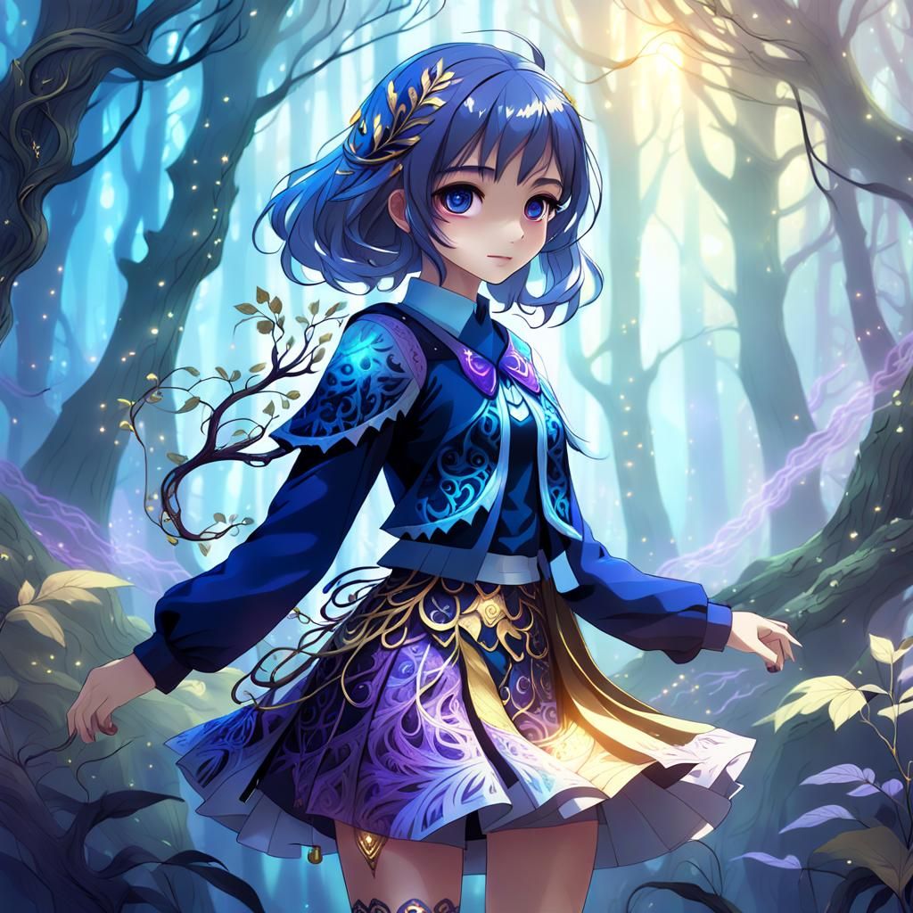 Cute anime girl with void magic