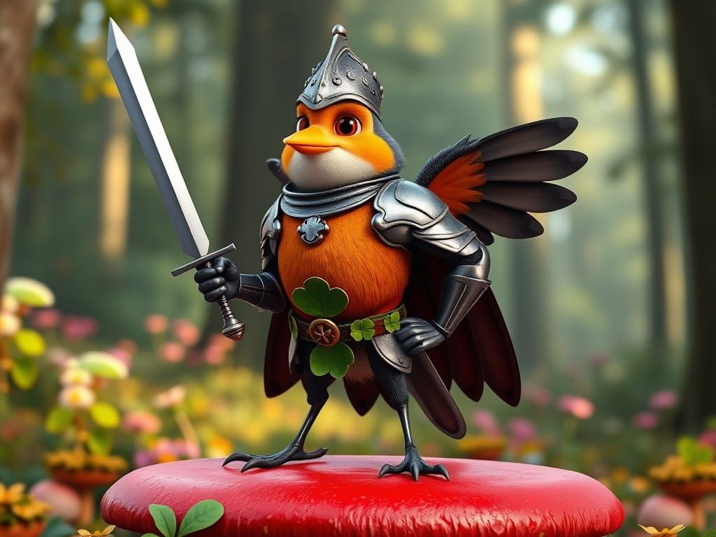 Pixar-Style Robin Knight in Forest Setting