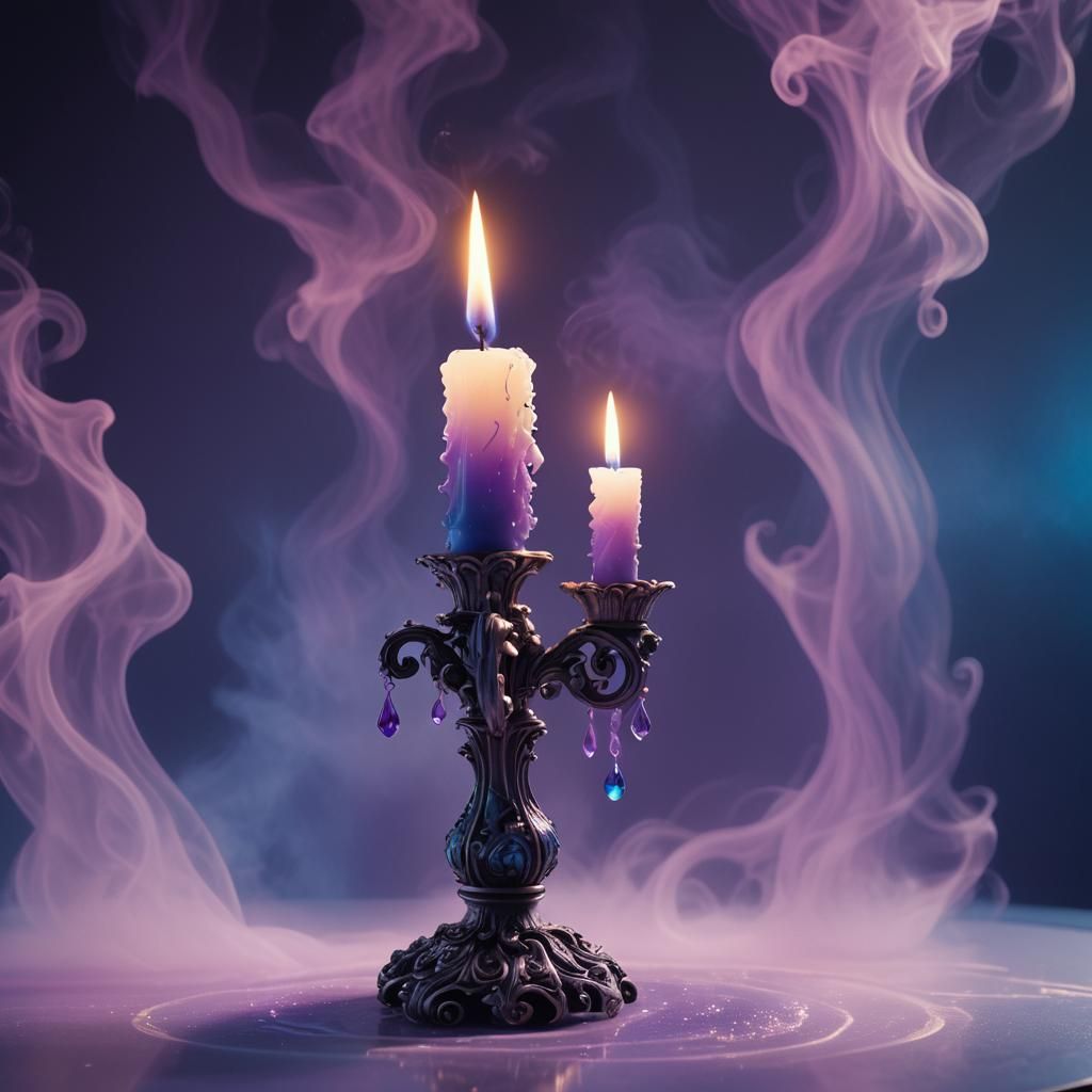 Futuristic Surreal Candle Flame Transfer in Neon Mist