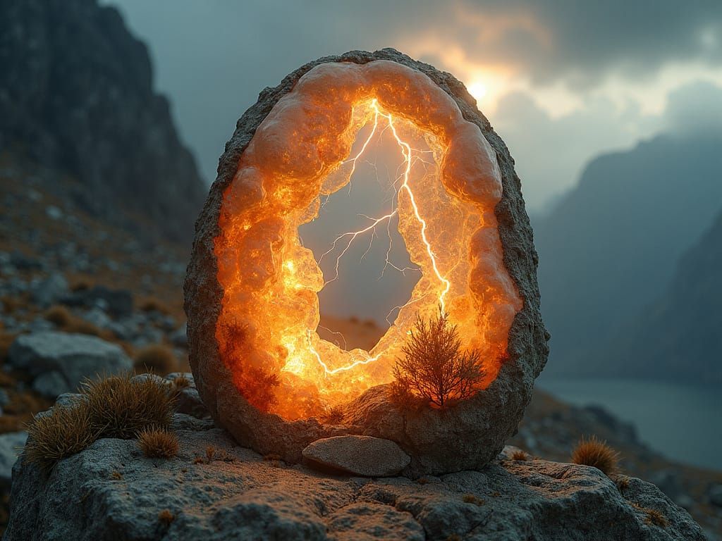 Semi-Abstract Cameo Septarian Stone Crystal Tiny Cottage Atm...