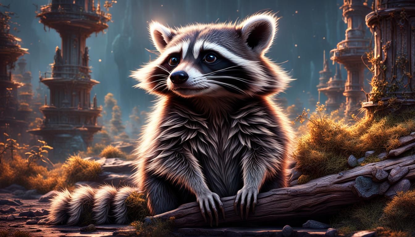 Sad Raccoon Contemplates its Place: Matte Painting