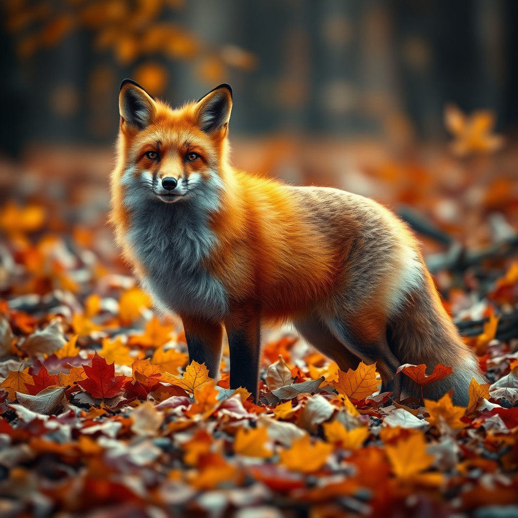 Majestic Red Fox in Autumnal Forest