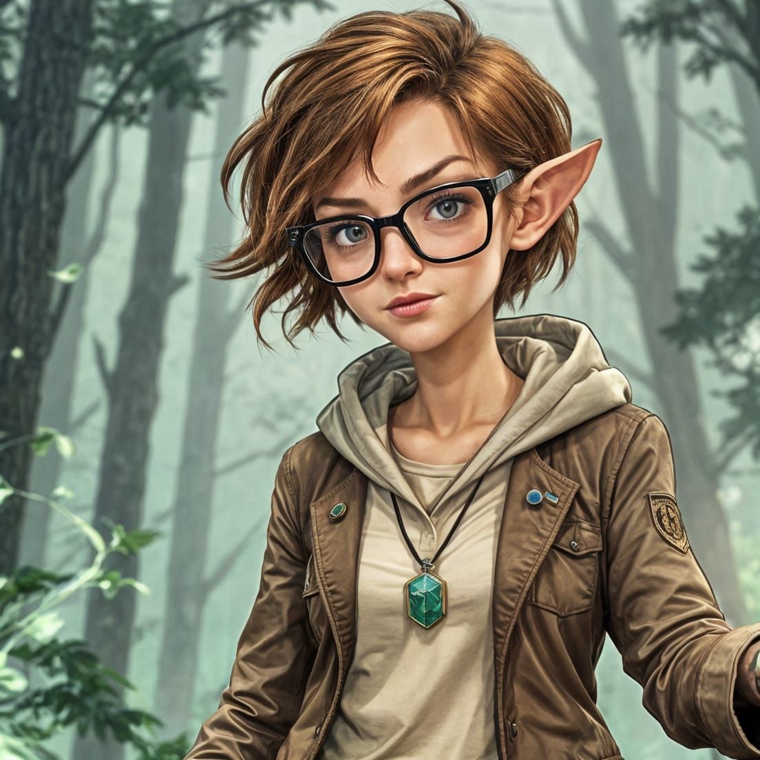 Confident Half-Elf Nature Magic User in Wilderness
