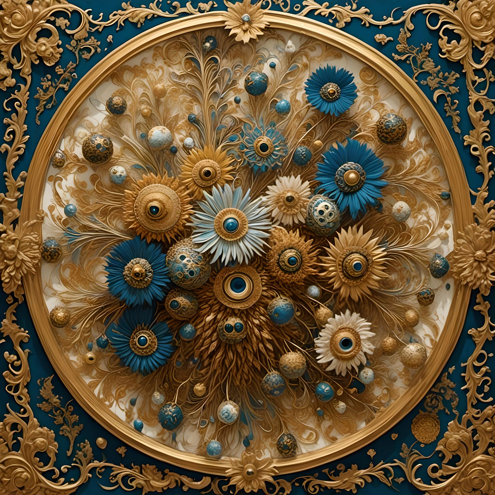 Fantasy Garden with Golden Wheat in Digital Art Style