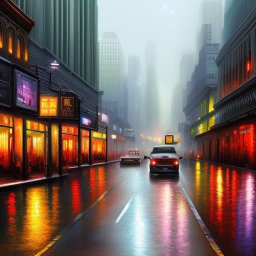 Electric City Thunderstorm: A Digital Painting