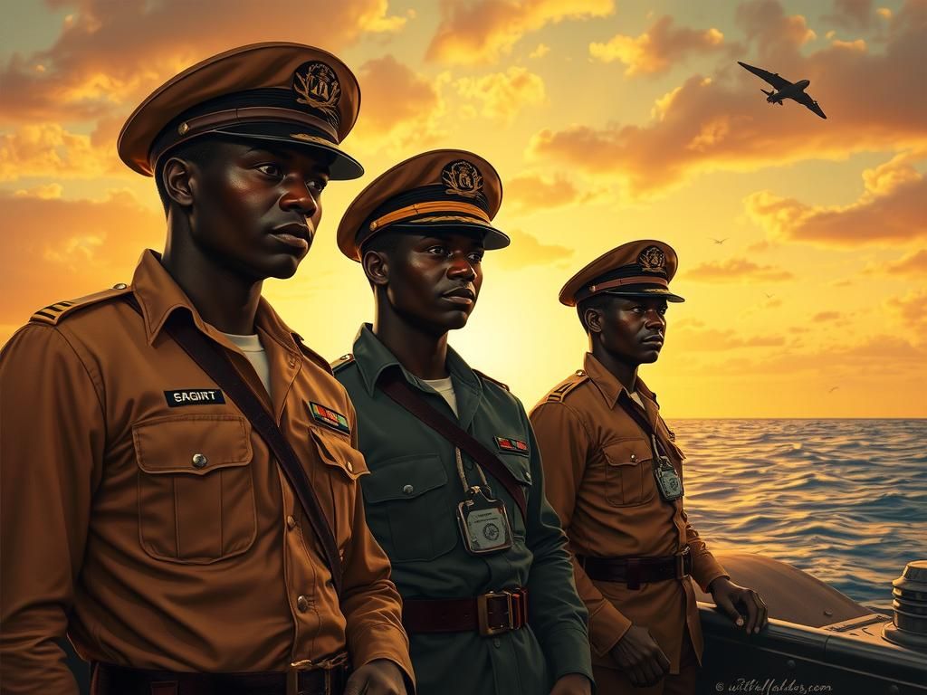 Mozambiquan Submarine Crew at Sunset: Vintage Pulp Style