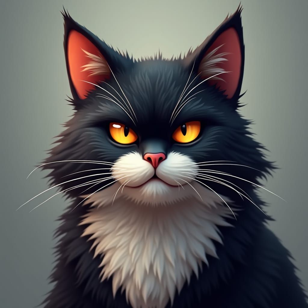 Regal Feline Portrait with Intricate Fur Details