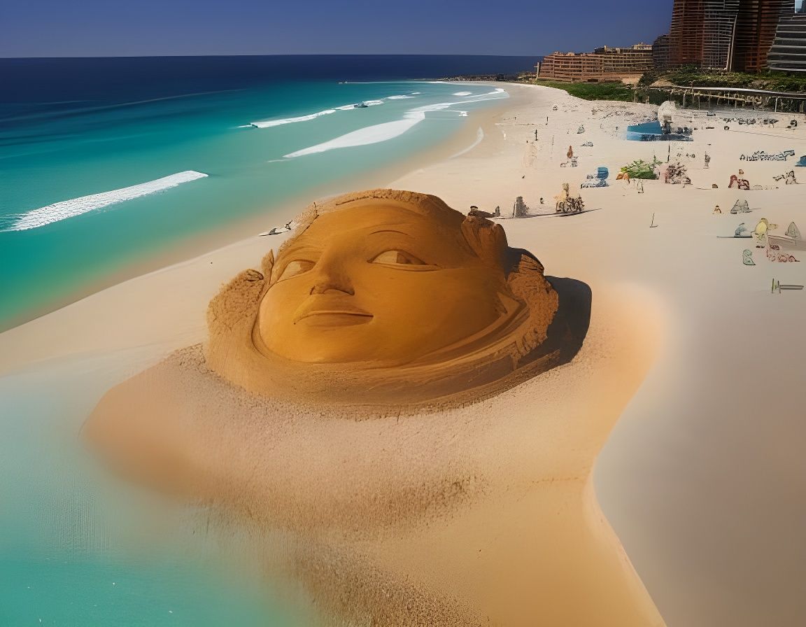 Comical Sand Sculpture on the Beach
