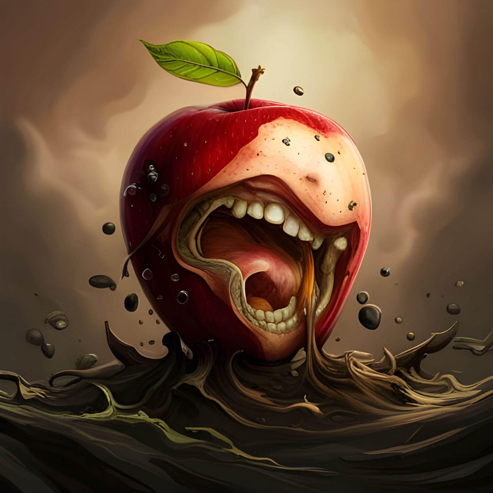 Hyperrealistic Apple with Humanoid Features