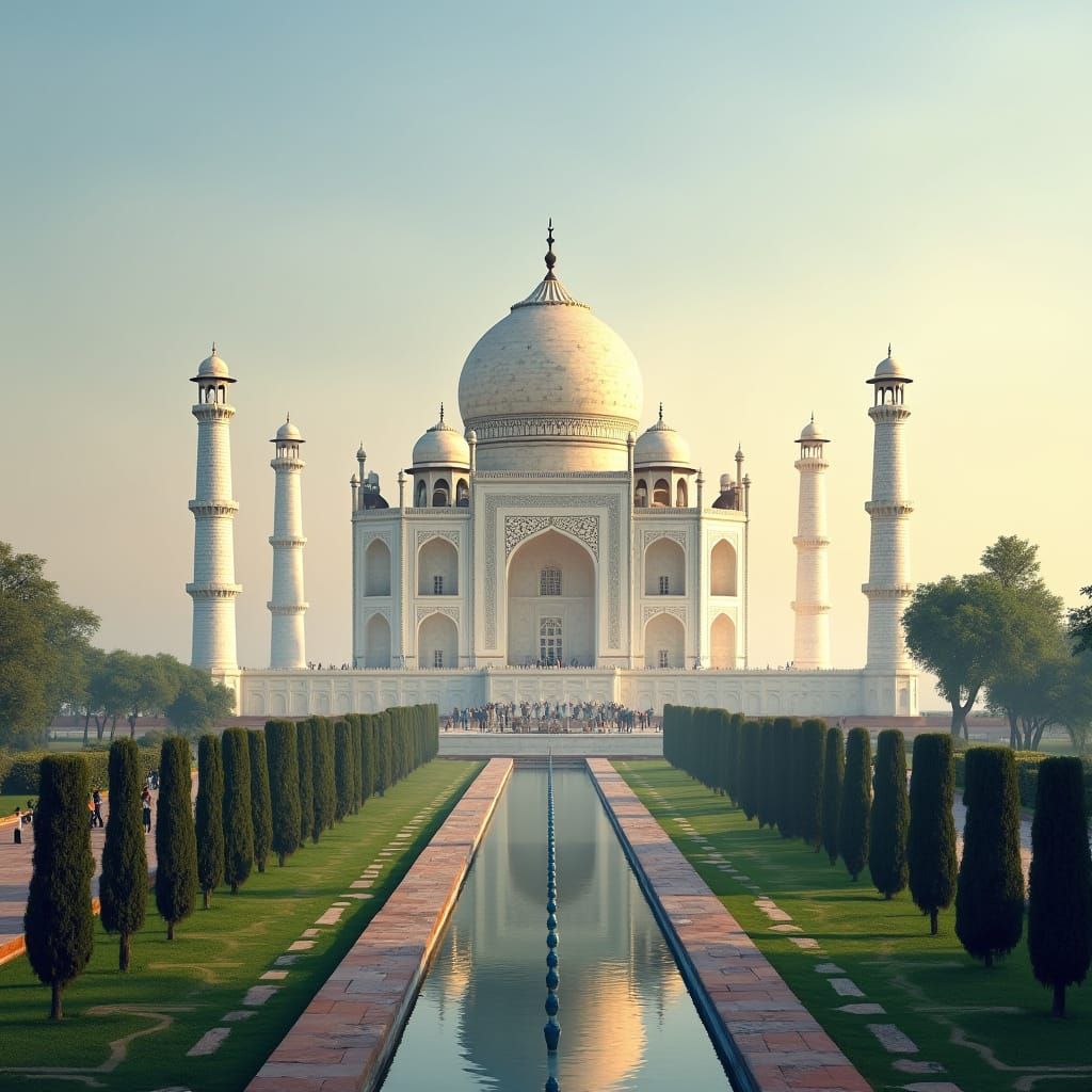 Taj Mahal at Sunrise in Photorealistic Detail