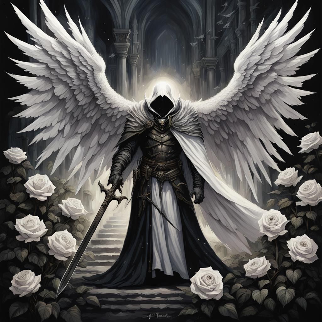 Dark Fallen Angel in Gothic Setting