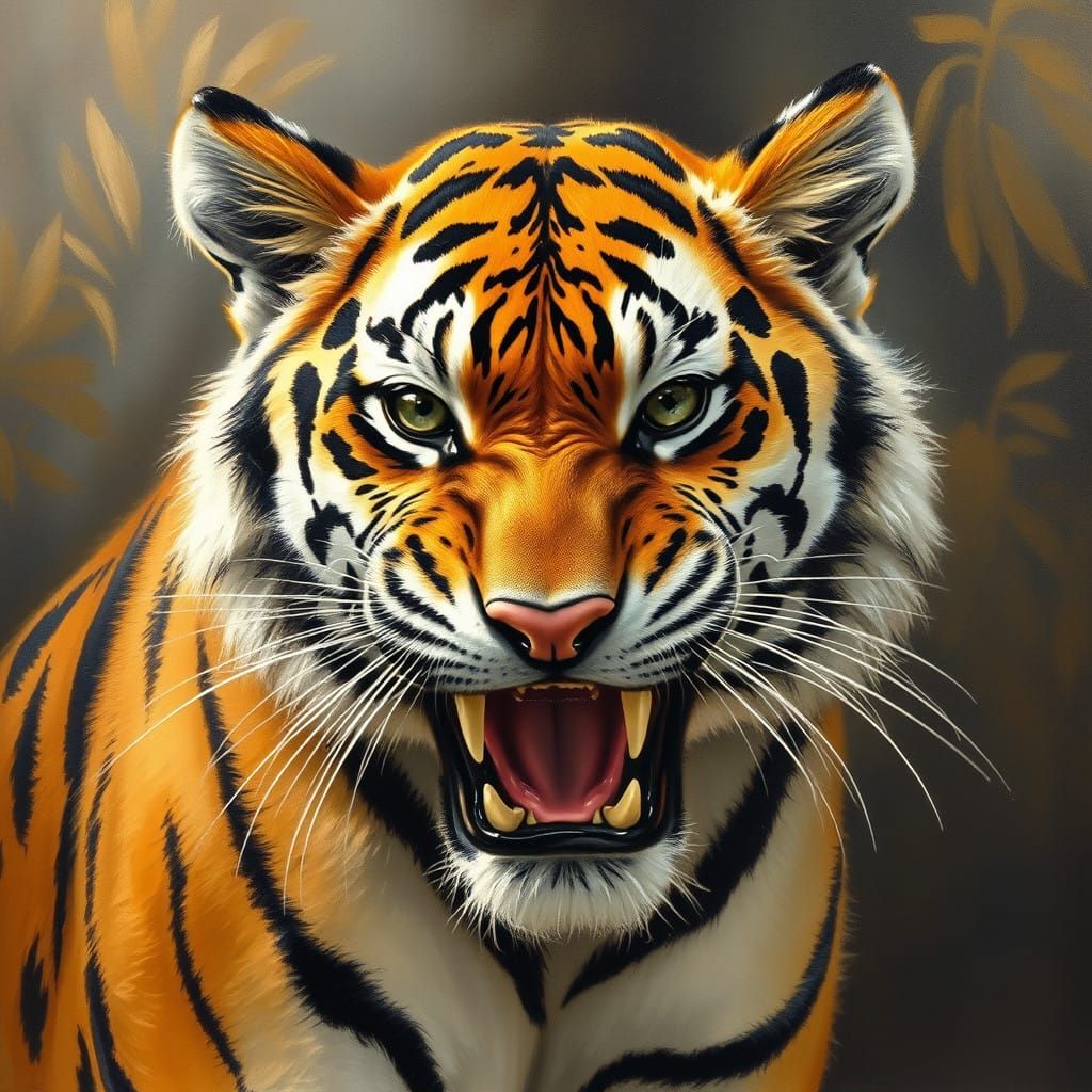 Cute Sabertooth Tiger in Whimsical Oil Painting Style