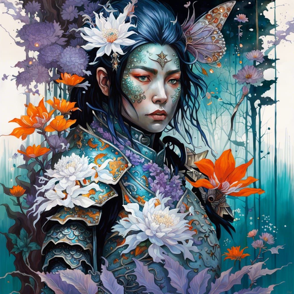 Samurai Armor and Poison Ivy in Mirrored Reflection