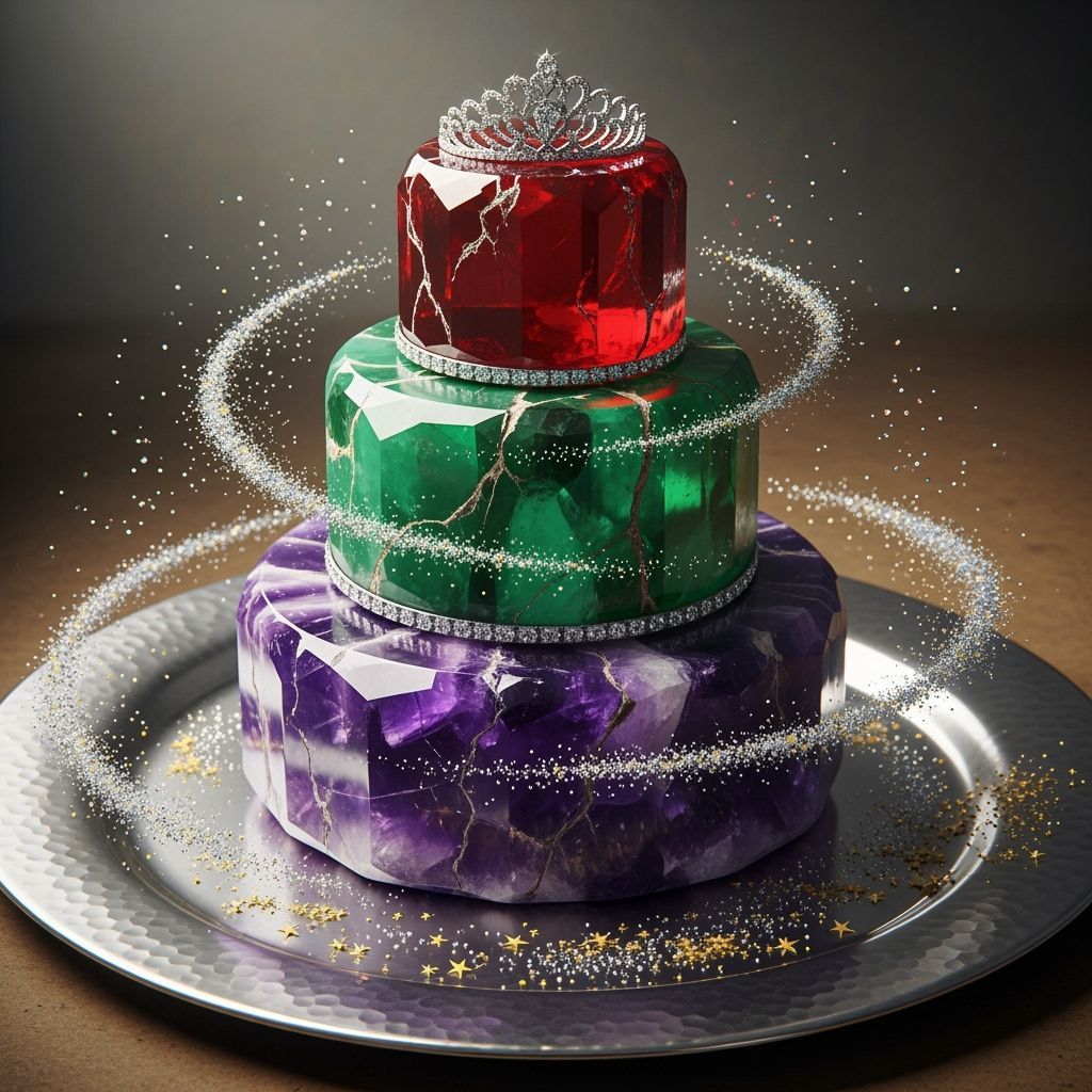 Gemstone Wedding Cake with Diamond Tiara in Hyperrealism