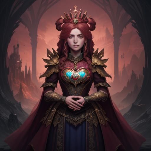 Detailed Queen of Hearts Fantasy Concept Art