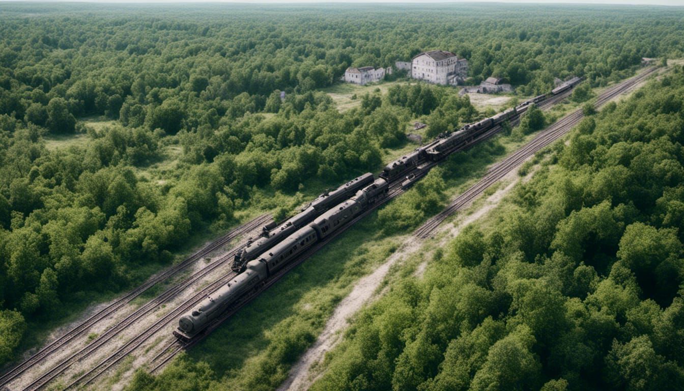 Dieselpunk Soviet Military Train Aerial View