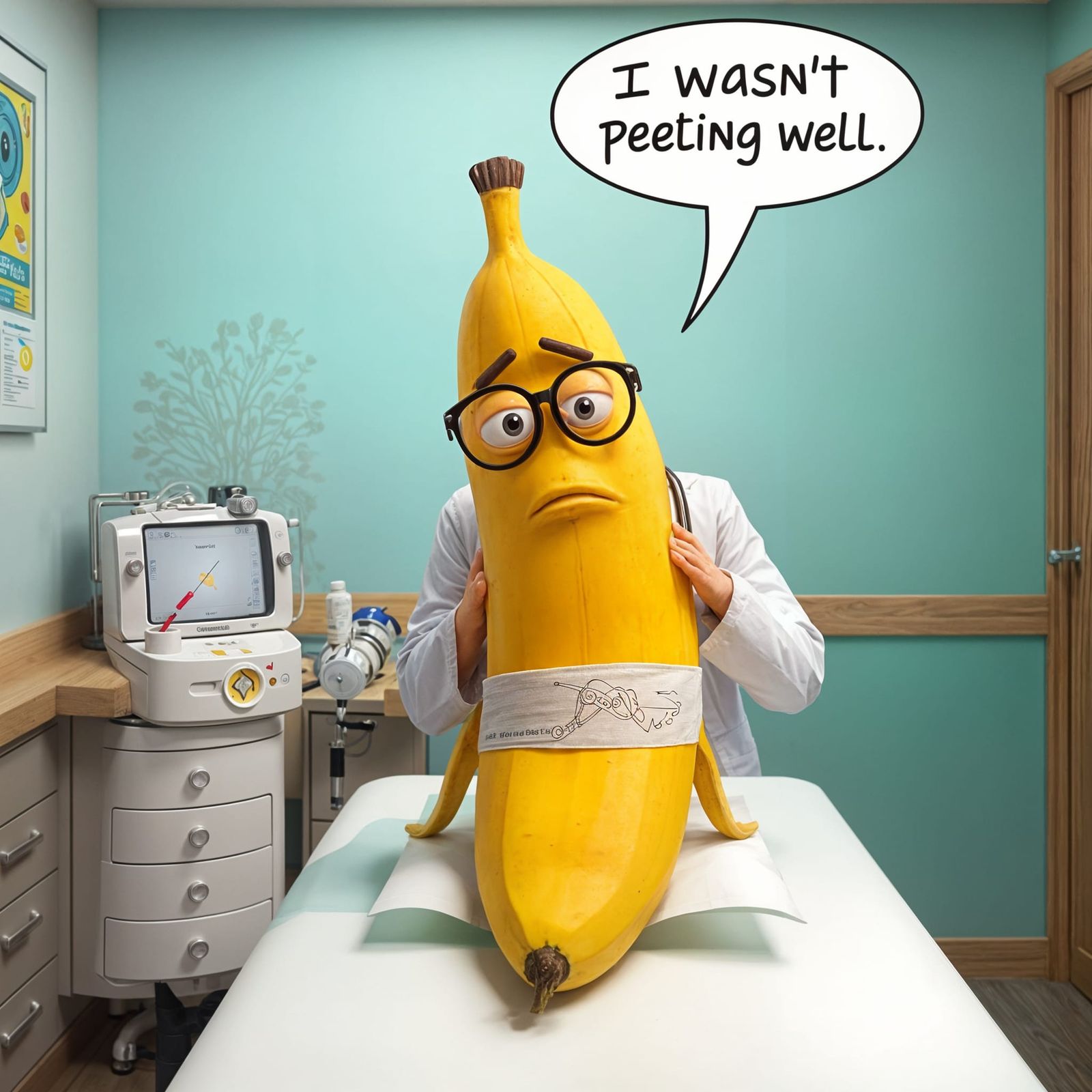 Sad Banana Examined by Doctor in 3D Comics