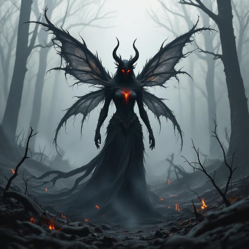Sinister Demon Fairy in Charred Forest