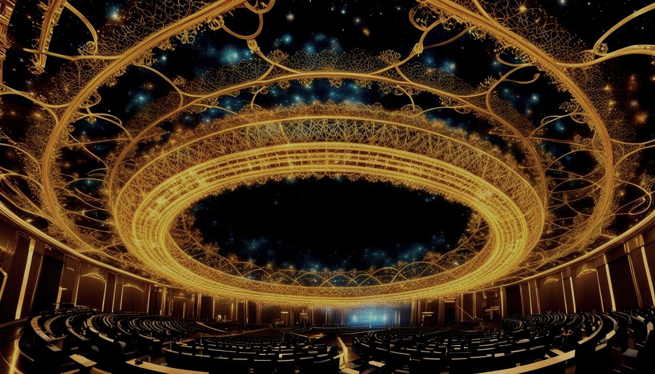 Golden Symbols Pulsating in Futuristic Harmony