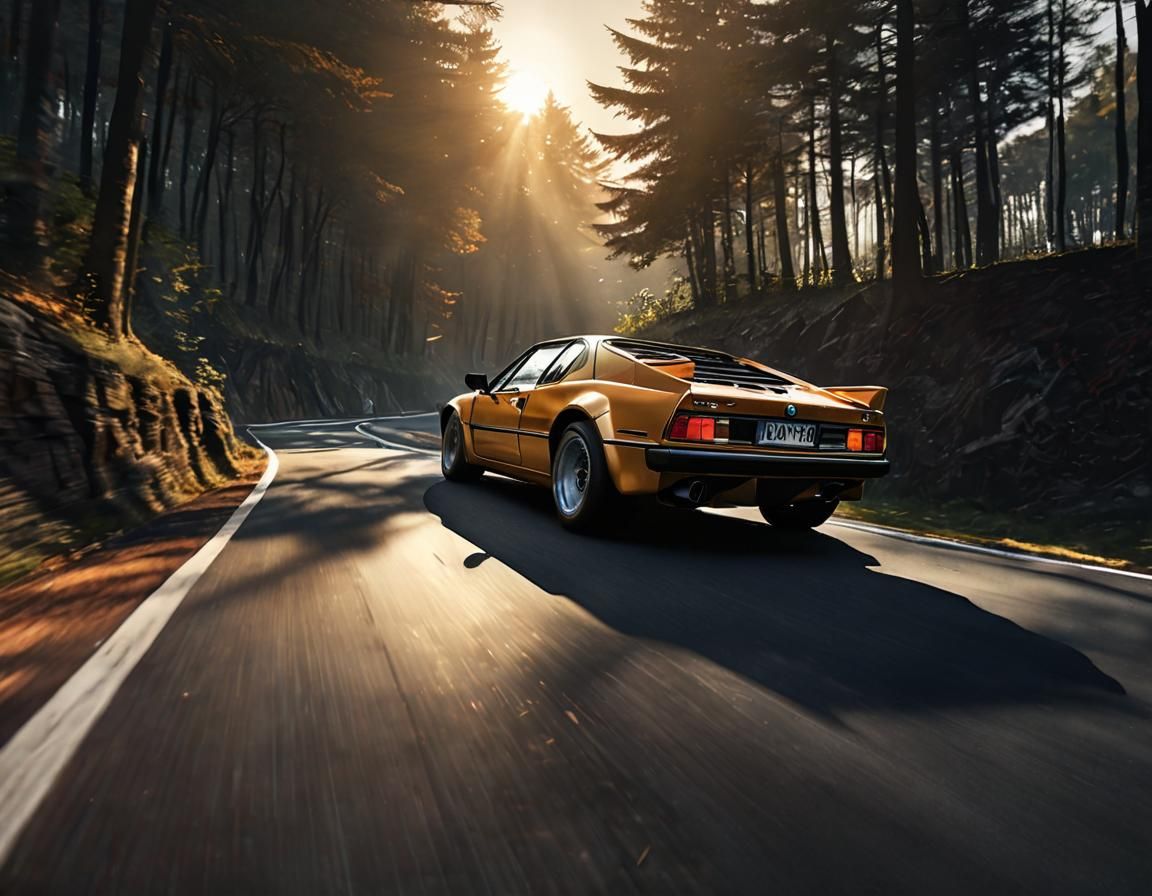 BMW M1 Races Nürburgring in Dreamlike Acrylic Painting