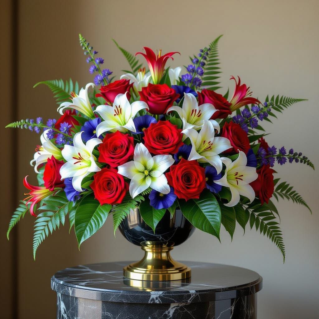 Art Deco Floral Arrangement with Geometric Patterns