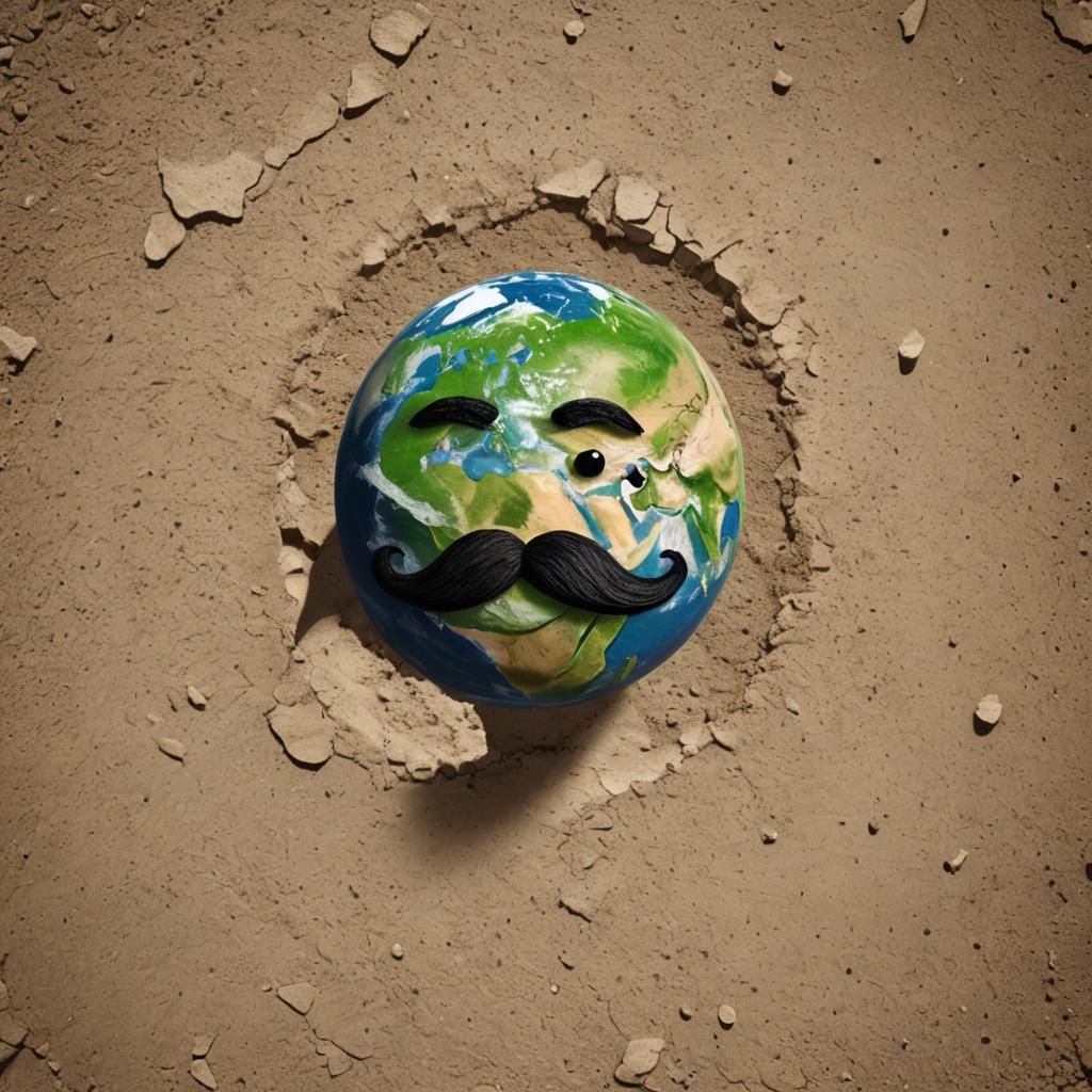 Earth with a Mustache: Humorous AI Rendition
