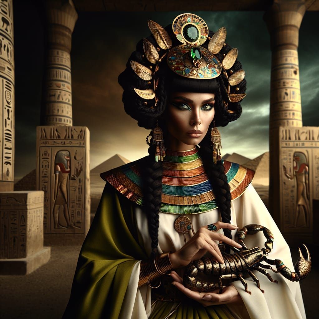 Egyptian Goddess Ta-Bitjet in Traditional Attire
