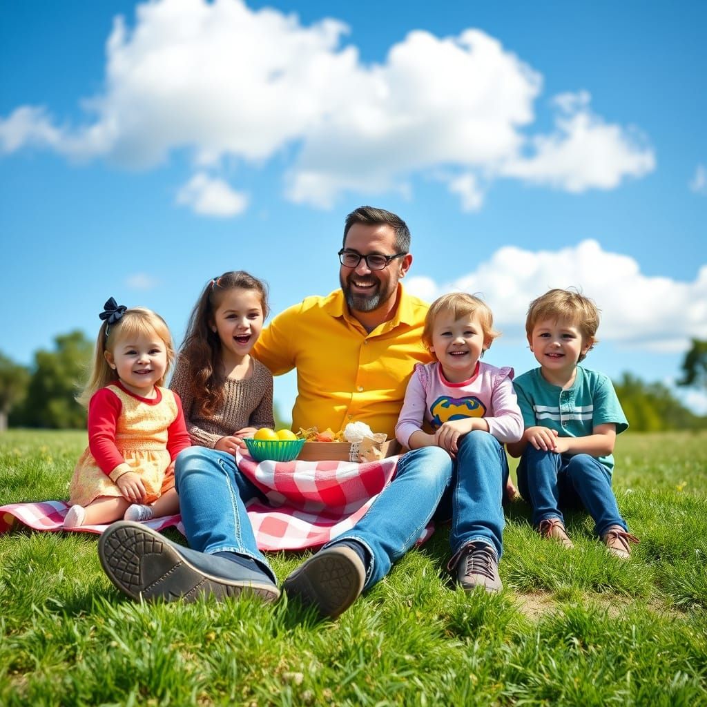 Father's Day Picnic on a Sunny Hill
