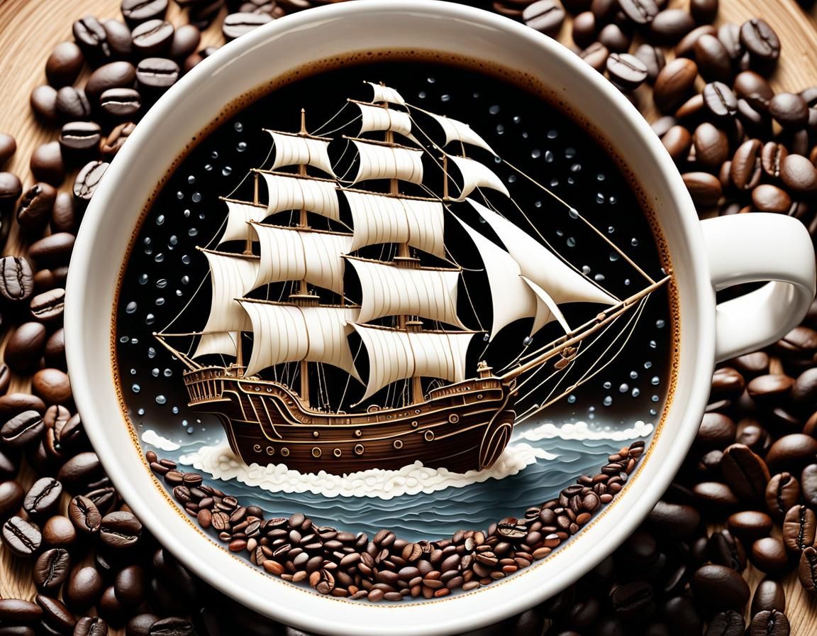 Pirate Battle in Coffee Mug: Digital Photograph