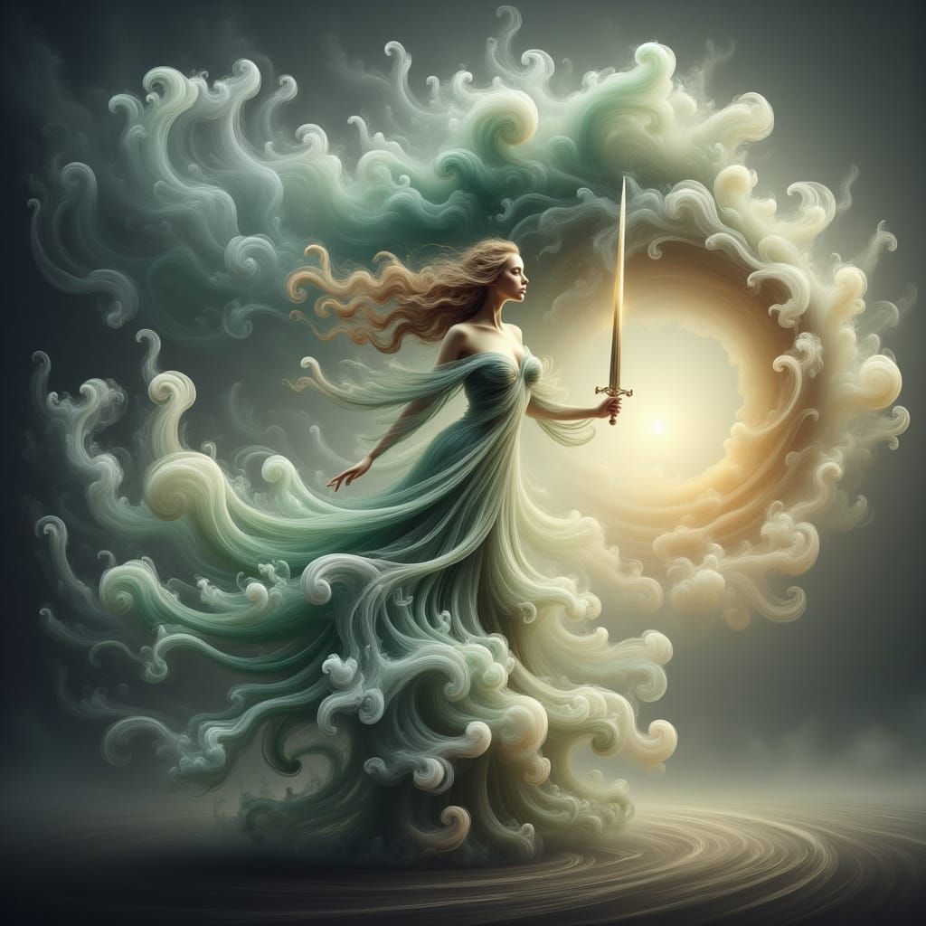 Wind Goddess in Ethereal Tornado Vortex