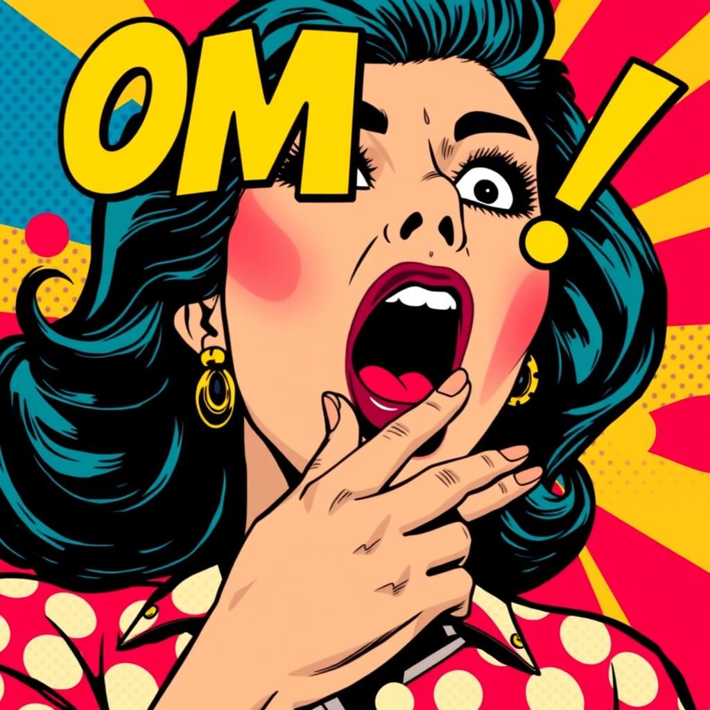 Bold Pop-Art Explosion of Shocked Woman