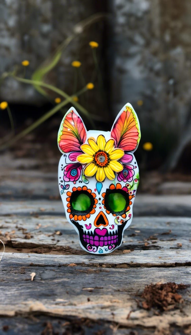 Dandelion Catrina: Alcohol Ink Sugar Skull