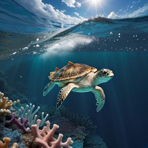 Award-Winning Turtle Hatchling Split-Shot, Ocean Photography