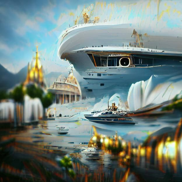 Pope on Ornate Mega-Yacht: 8K Digital Illustration